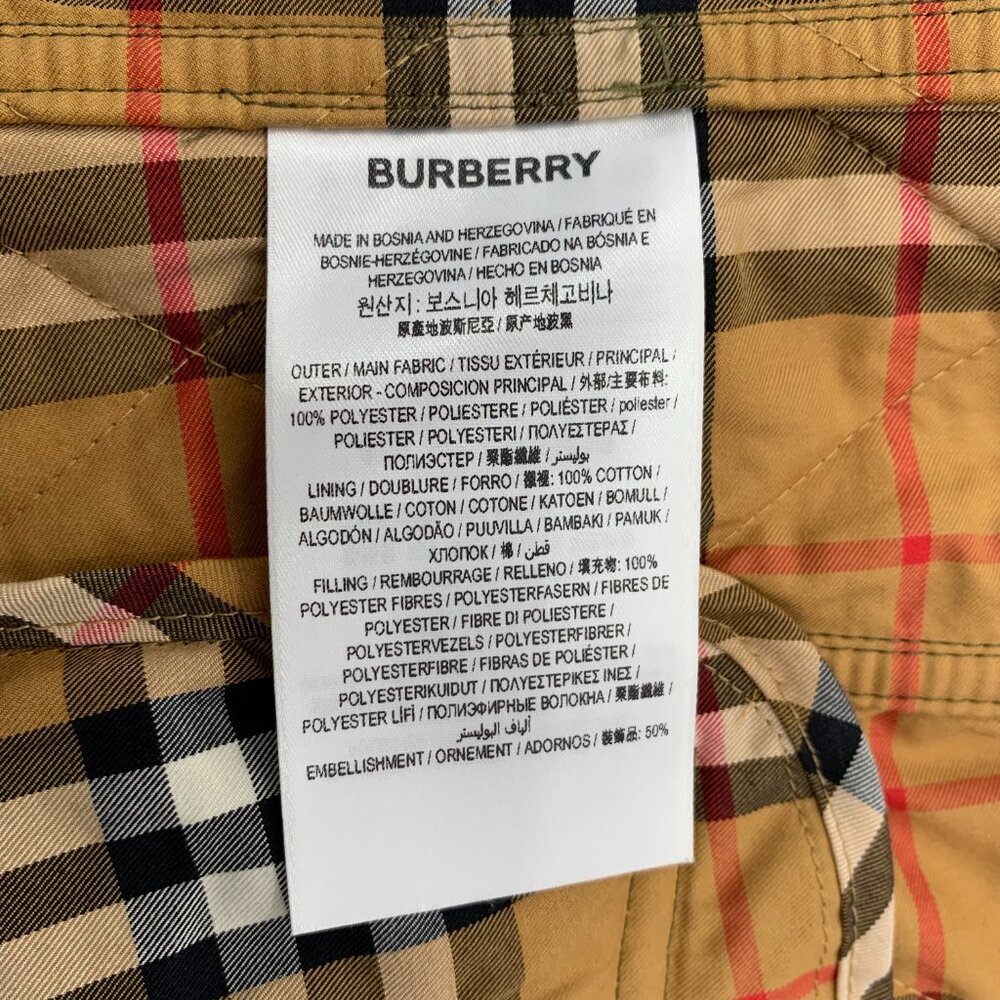 CW0254 Burberry Army Green Quilted Jacket - Picture 7 of 8